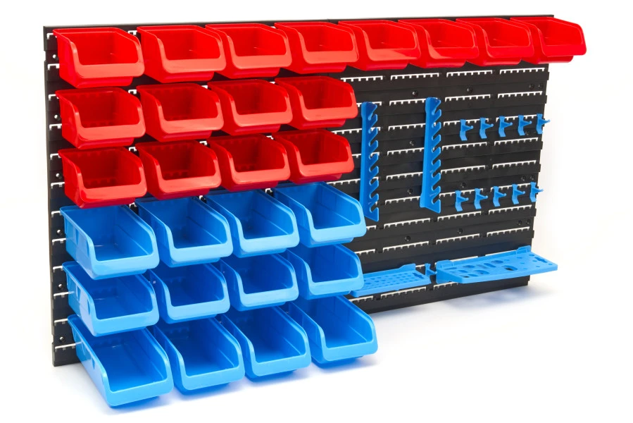 HBM Gereedschapswand Met Opbergrekken En Opbergbakken 43-delig - Afbeelding 2