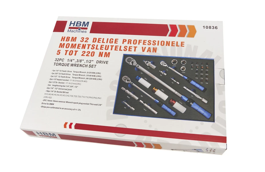HBM 32 Delige Professionele Momentsleutelset 5 - 220 NM - Afbeelding 10