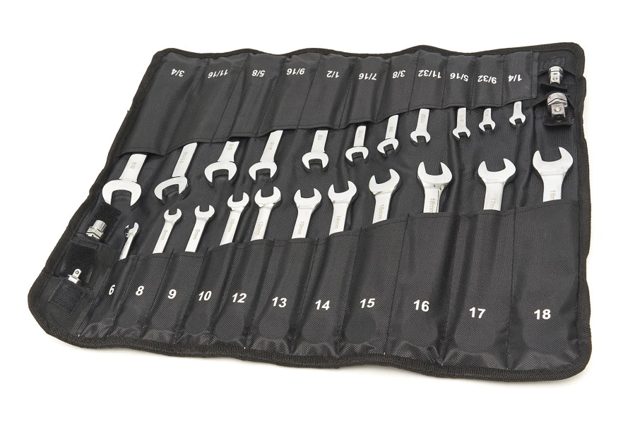 HBM Professionele Ring, Ratel, Steeksleutelset Metrische En Inch Maten 23-Delig - Afbeelding 2