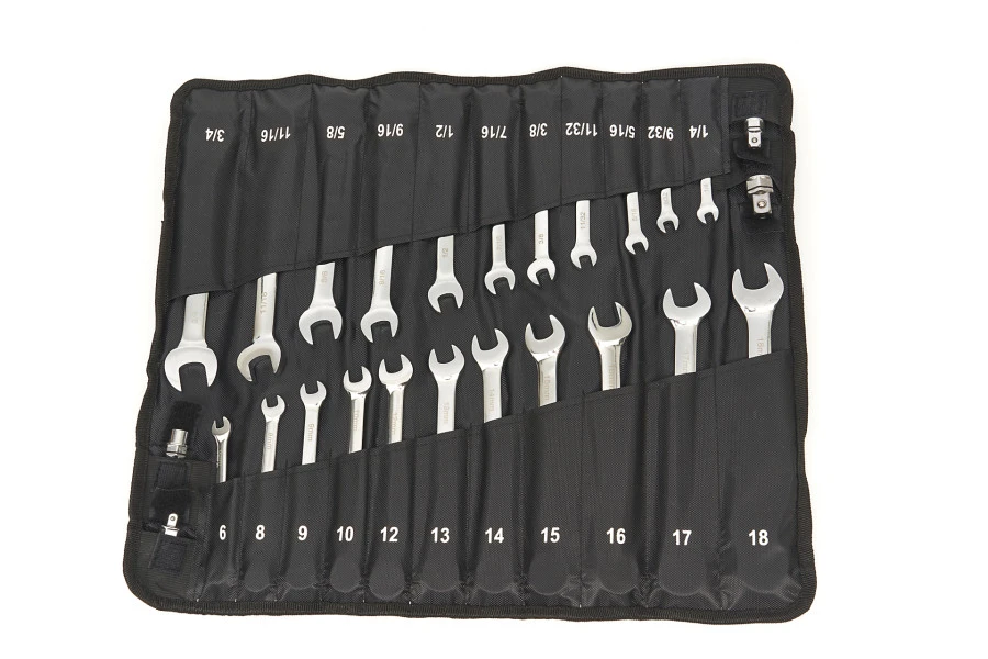 HBM Professionele Ring, Ratel, Steeksleutelset Metrische En Inch Maten 23-Delig - Afbeelding 3