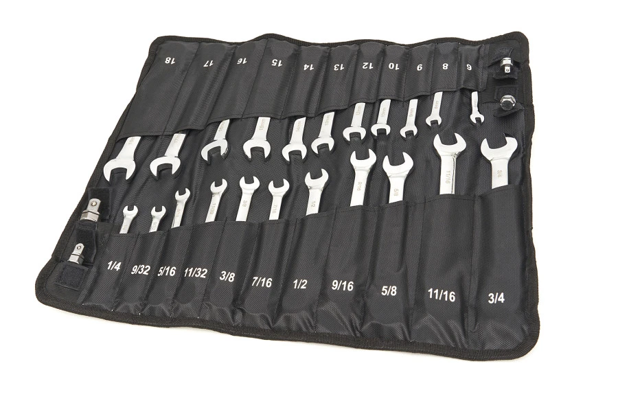 HBM Professionele Ring, Ratel, Steeksleutelset Metrische En Inch Maten 23-Delig - Afbeelding 4