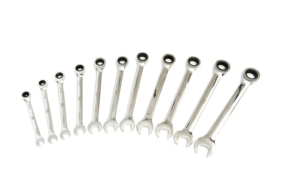 HBM Professionele Ring, Ratel, Steeksleutelset Metrische En Inch Maten 23-Delig - Afbeelding 6