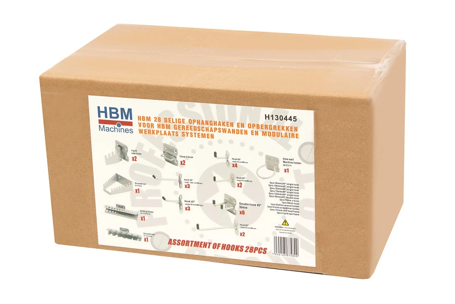 HBM Ophanghaken En Rekken 28-delig Voor Gereedschapsborden Met Vierkante Gaten - Afbeelding 2