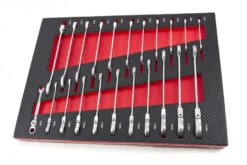 HBM 22 Delige Ring Ratel Steeksleutelset In Carbon Foam Inlay Voor Gereedschapswagen
