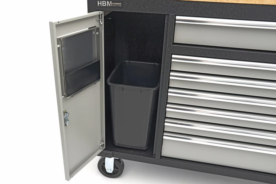 HBM Gereedschapswagen Met Houten Werkblad - 168 Cm - Grijs - Afbeelding 8